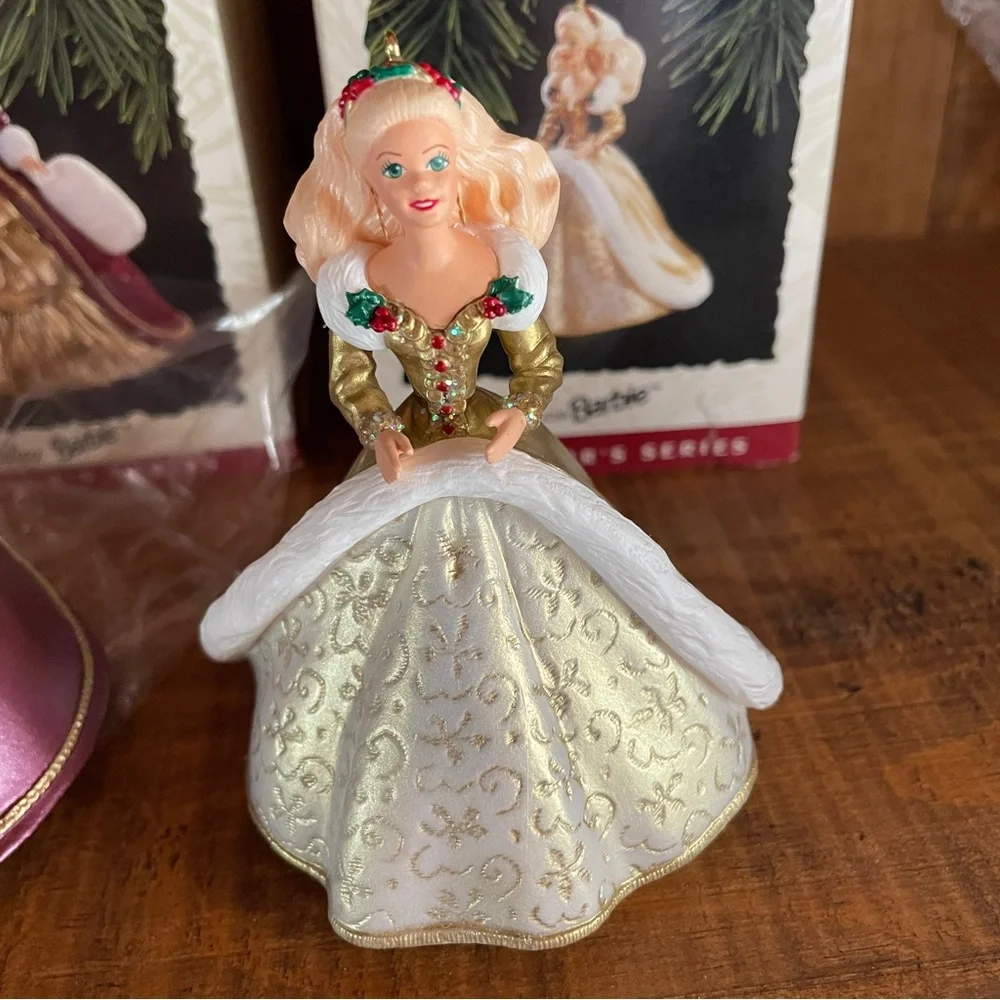 Lot Of 3 Holiday Barbie Hallmark Christmas Ornaments 1994 1996 1997